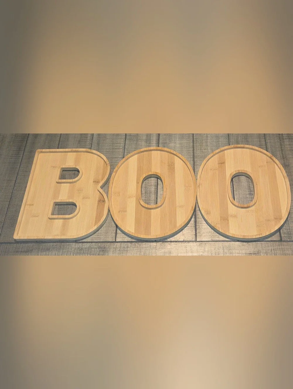 Bamboo 'BOO' Letter Serving Tray Set - Natural Wood Party Platter